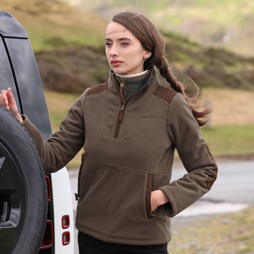 Aubrion Heritage Quarter Zip Fleece Dark Olive