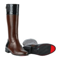 JBM Menzil Long Jockey Boots Brown/Black Croc