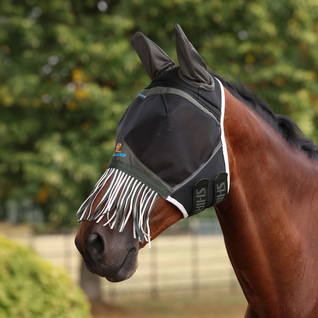 Shires Air Motion Fly Mask With Ears & Fringe - Khaki