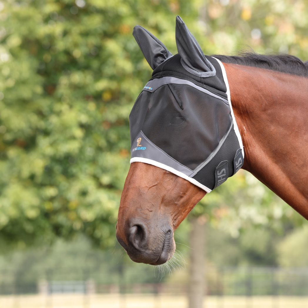 Shires Air Motion Fly Mask With Ears - Dark Grey