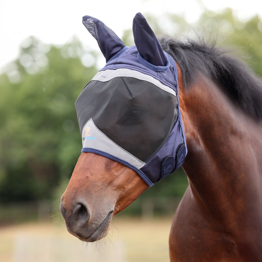 Shires Fine Mesh Fly Mask With Ears - Navy