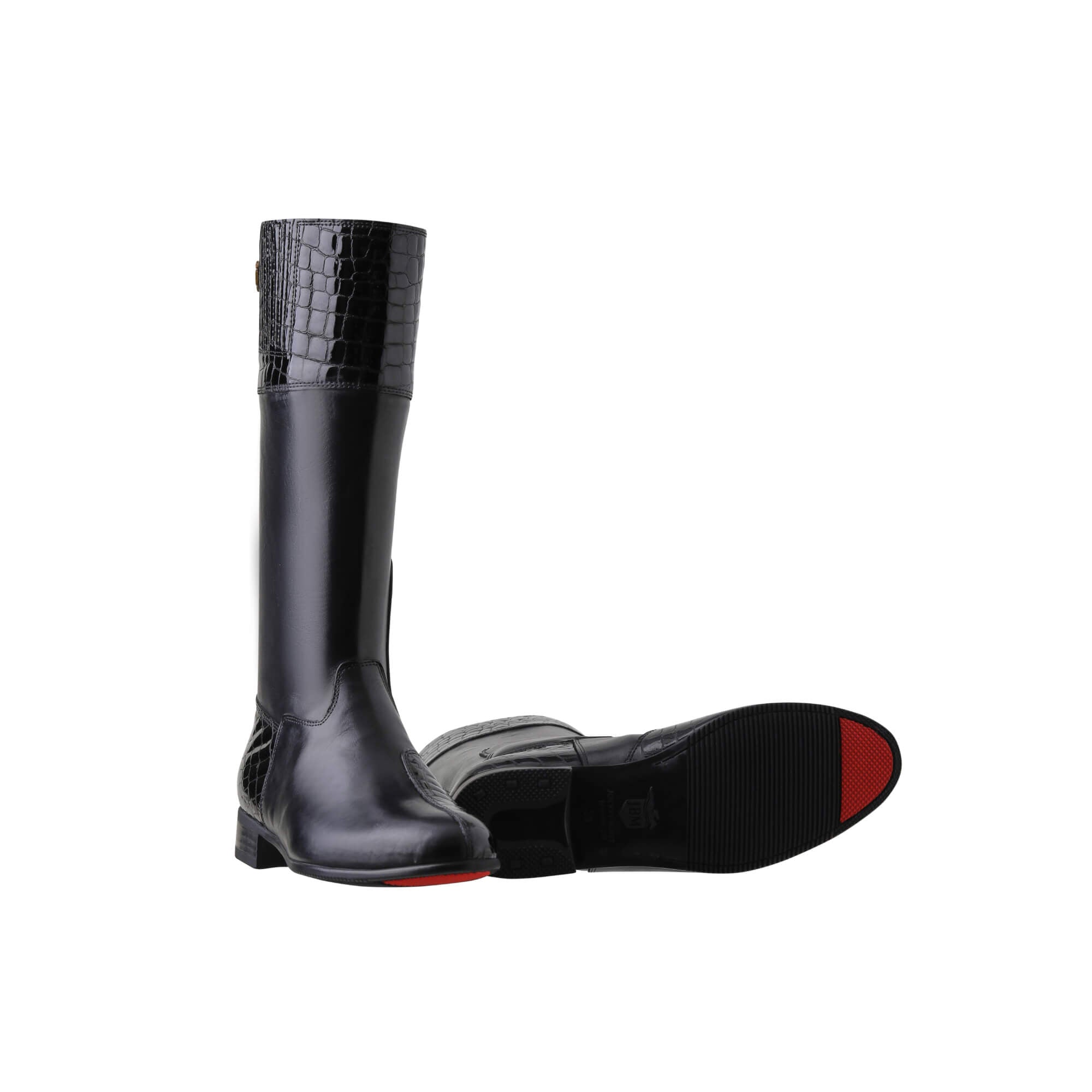 JBM Menzil Long Jockey Boots Black/Black Croc