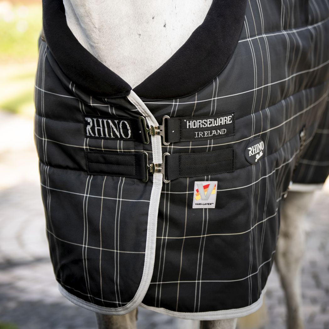 Rhino Stable Rug Vari-Layer 250g Black/Grey & White Check